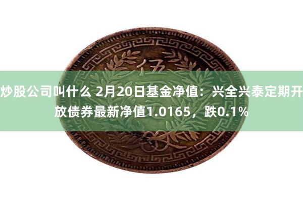 炒股公司叫什么 2月20日基金净值：兴全兴泰定期开放债券最新净值1.0165，跌0.1%